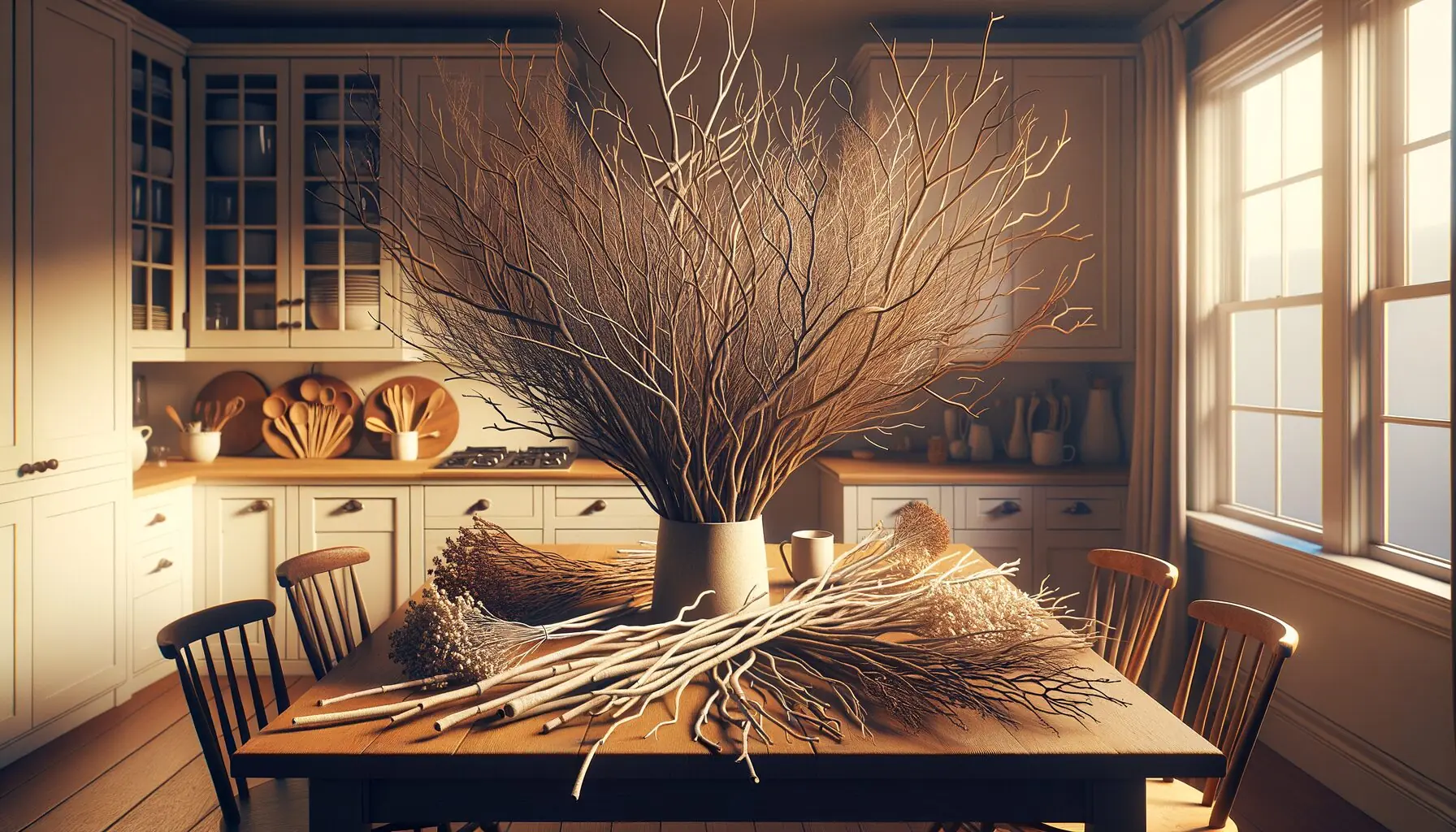 Generate an image of a child in a winter coat observing bare tree branches at a park.