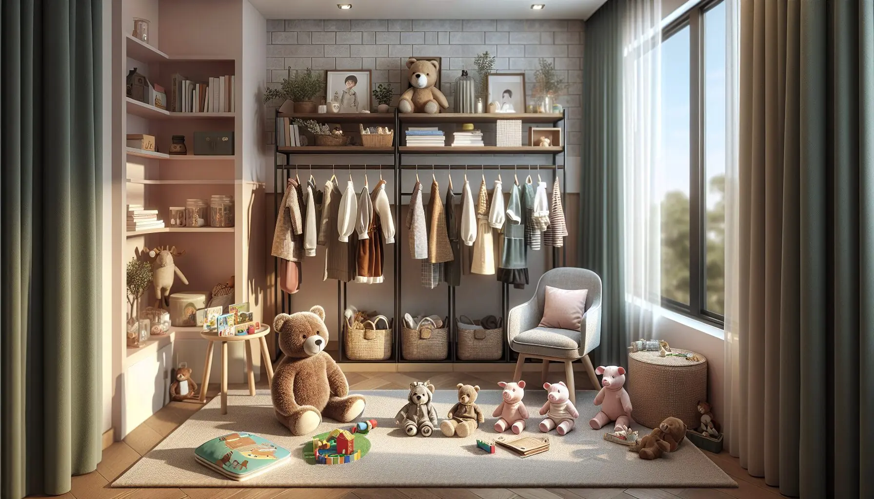 Generate an image of two cartoon fairy-tale characters (a bear and a pig) shaking hands against a backdrop of a fairytale forest.