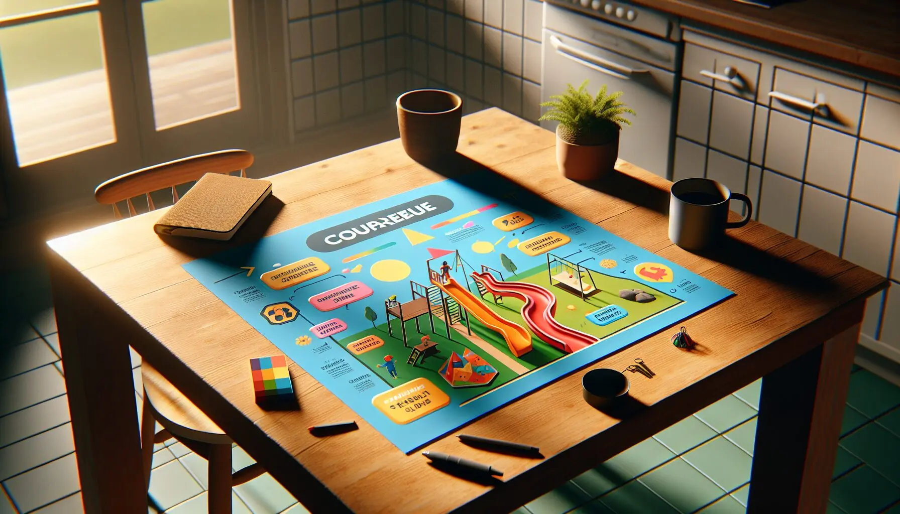 Generate an image of a simple infographic highlighting benefits of playground courage activities.