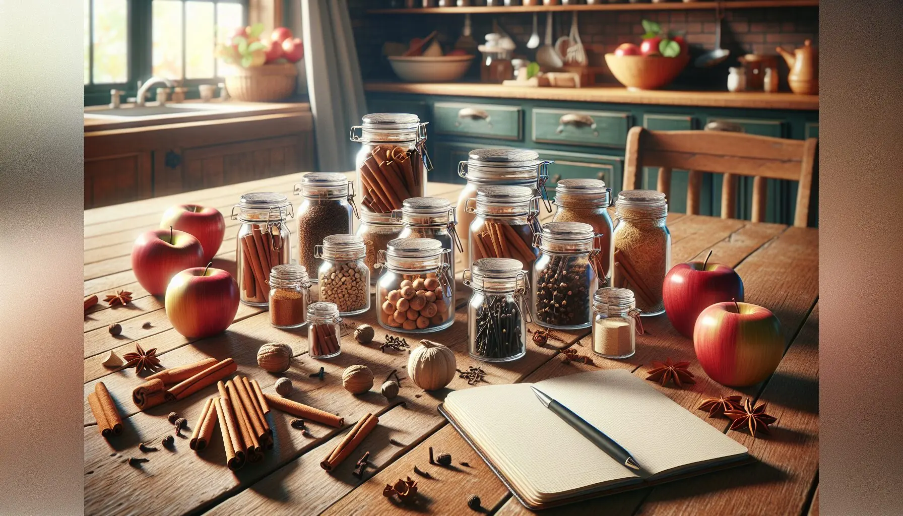 Depict a whimsical autumn scene with playful, abstract shapes to represent imagination.