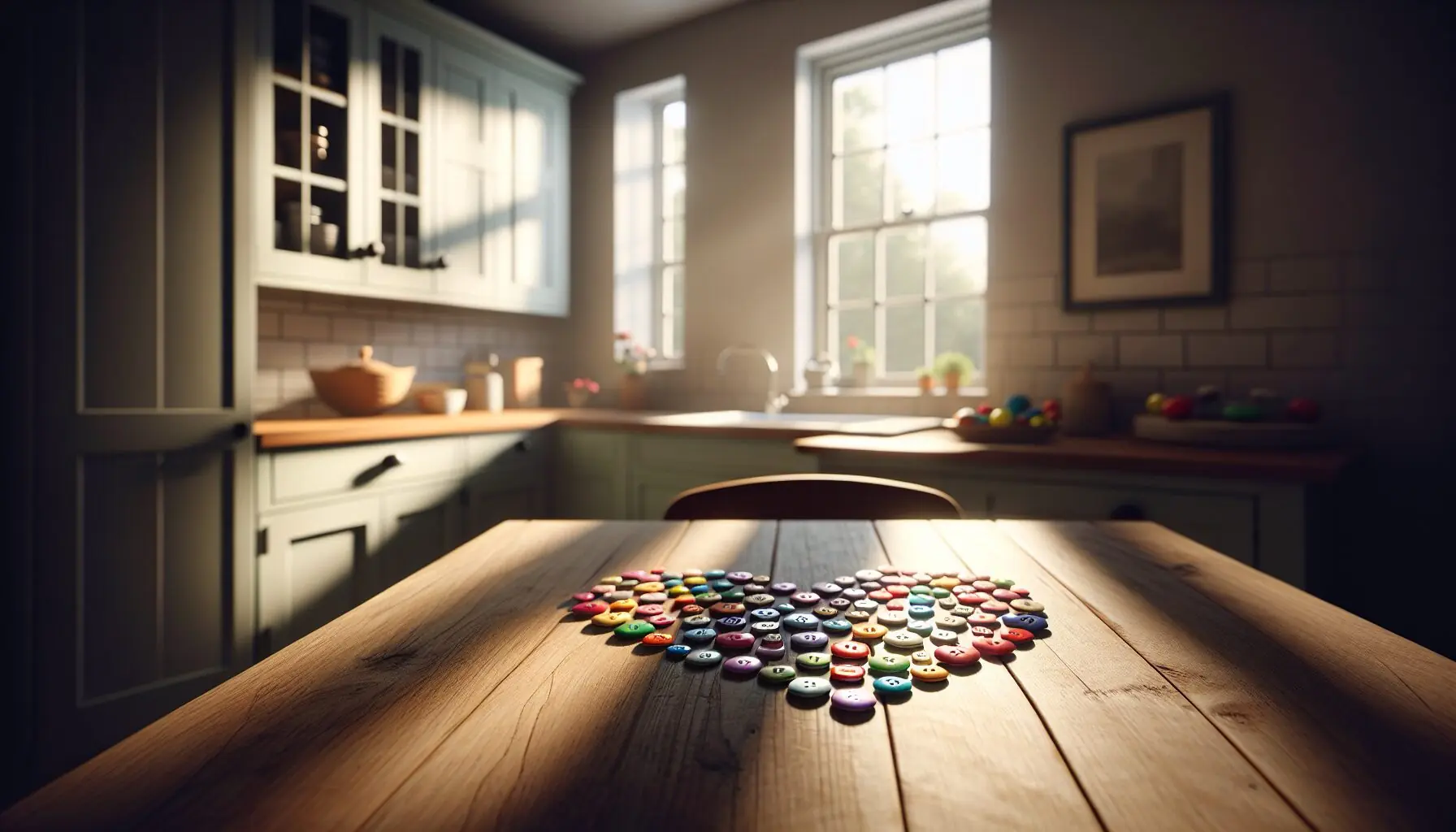 Illustrate a heart-shaped grouping of buttons to symbolize bonding.