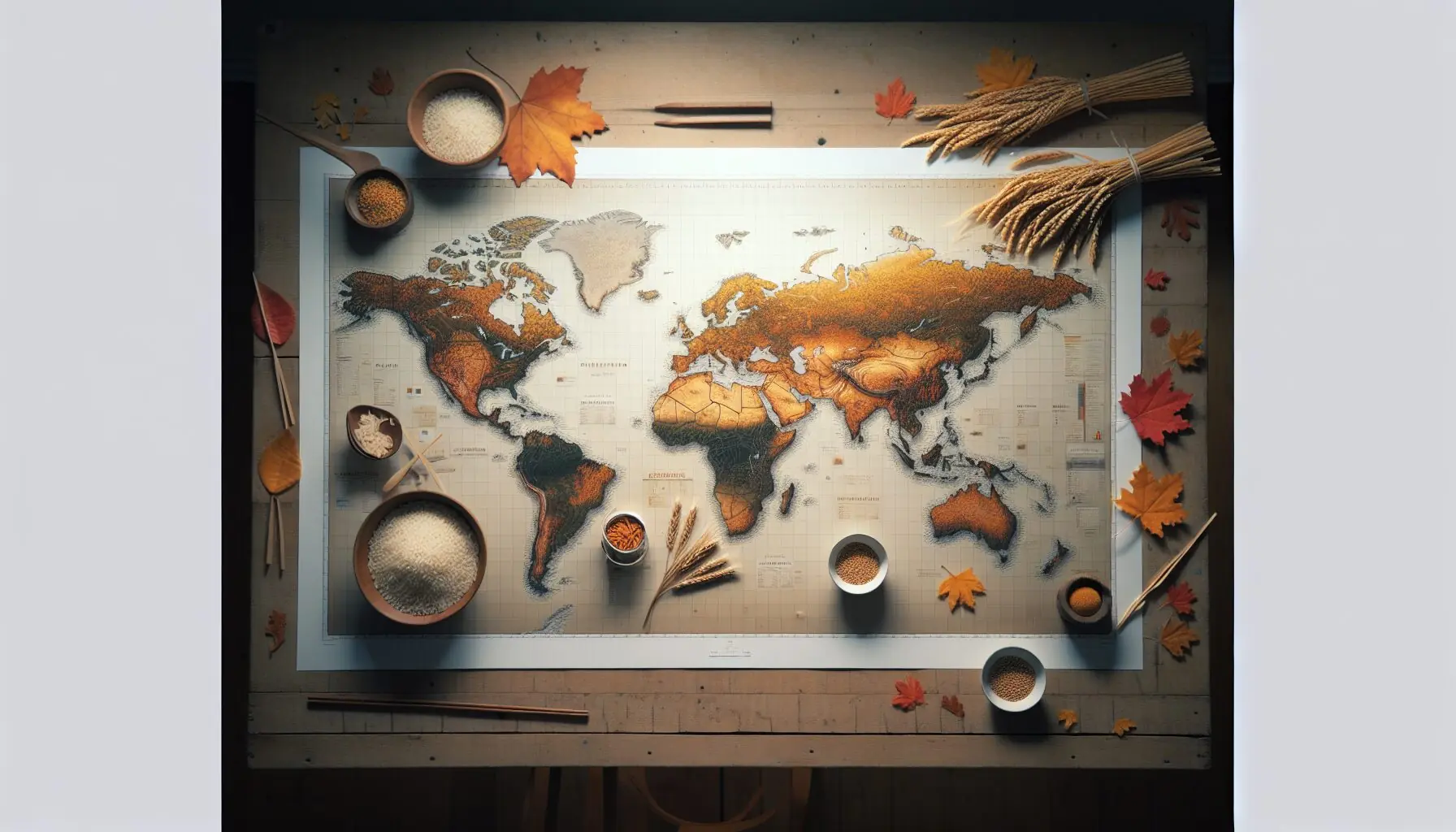 Generate an image of a world map highlighting countries celebrating harvest festivals.