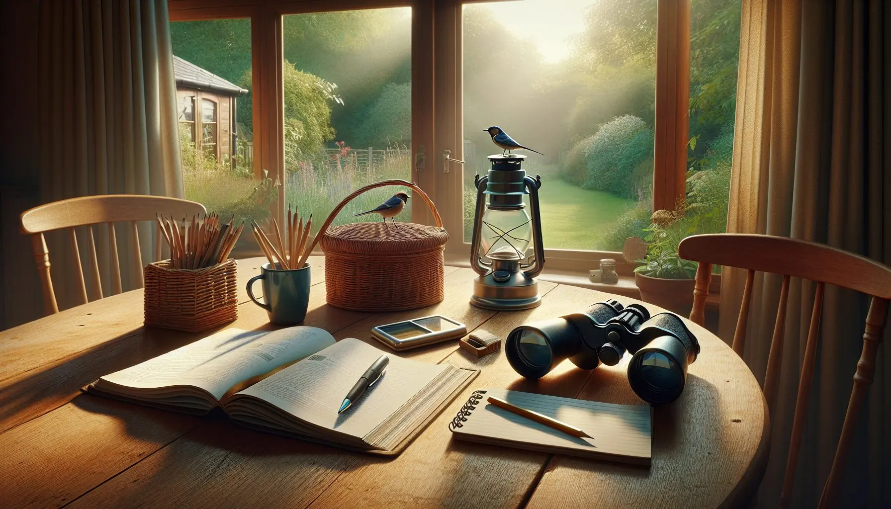 Generate an image of a cartoon heart enveloping peaceful birds perched in trees.