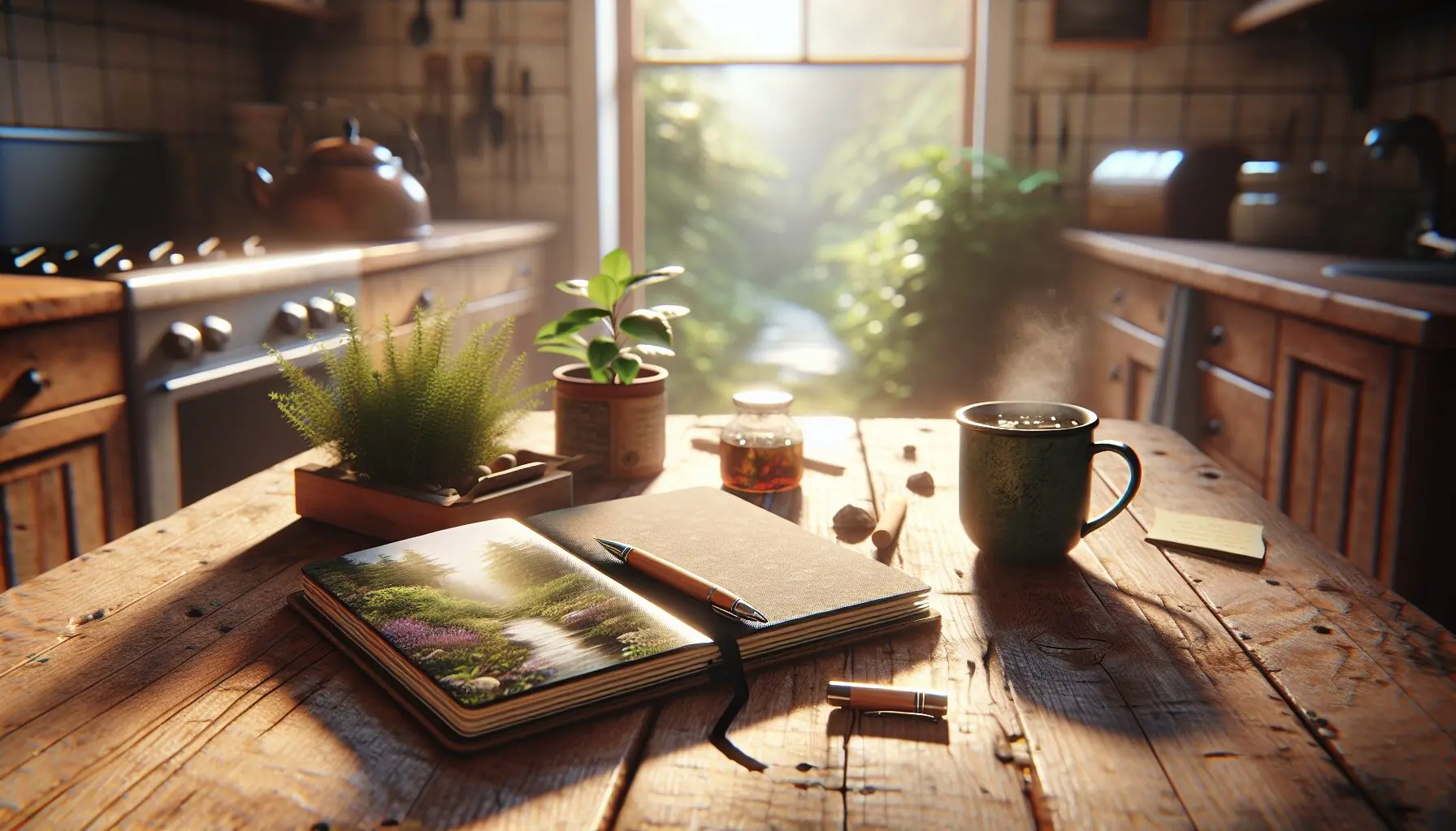 Generate an image of children running joyfully through a park with trees and a pond in the background.