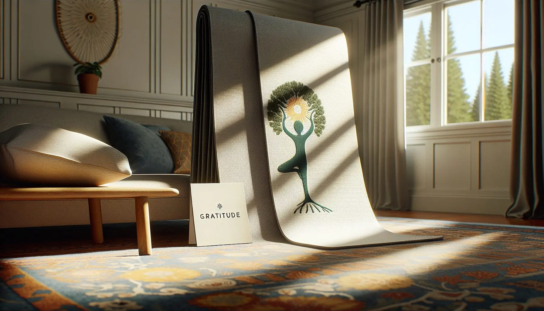 Generate an image of a simple illustrated tree pose, complete with a smiling face on the tree.