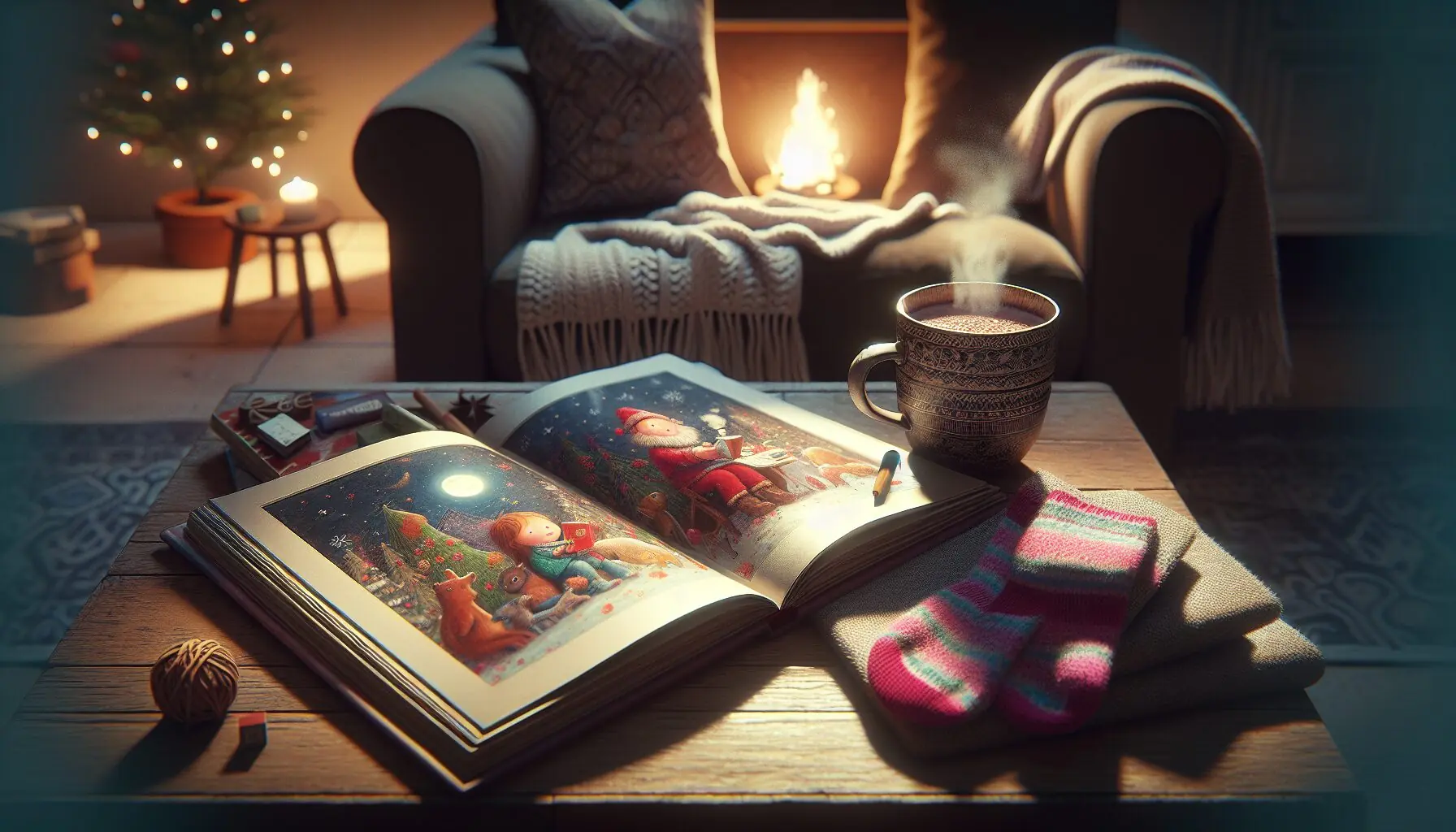 Generate an image of a child and a parent sitting on a couch, engaged in discussion with a book in hand.