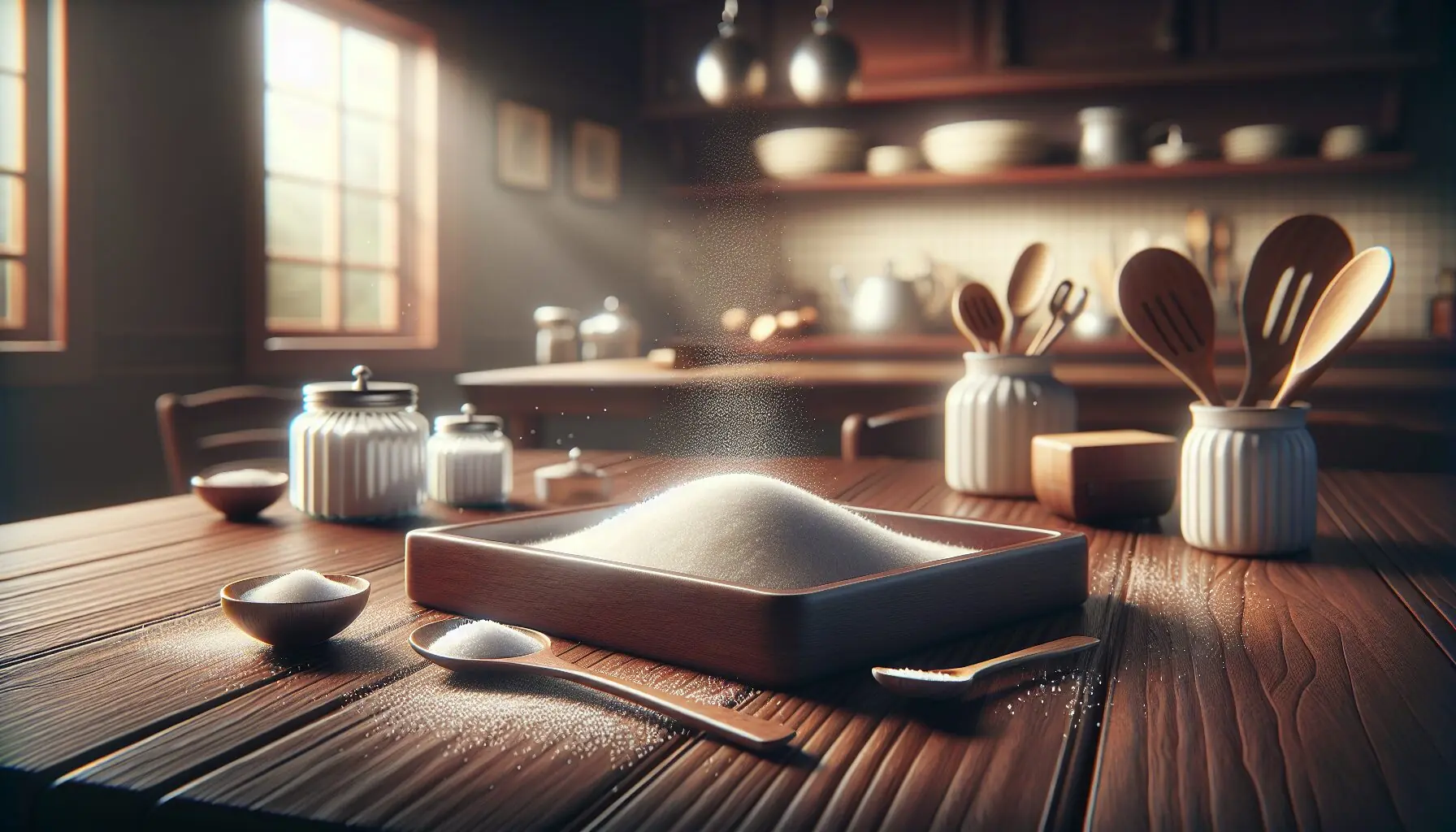 Design a picture of a child-friendly shallow tray filled with salt or sugar.