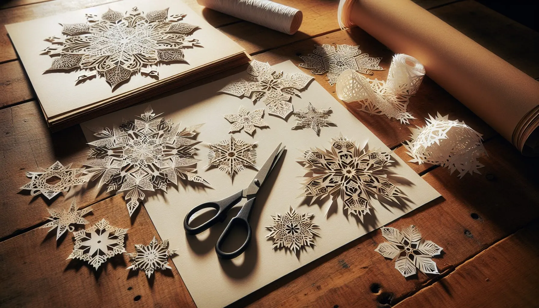 Generate an image illustrating a collection of cut paper shapes, symbolizing creativity and craft.