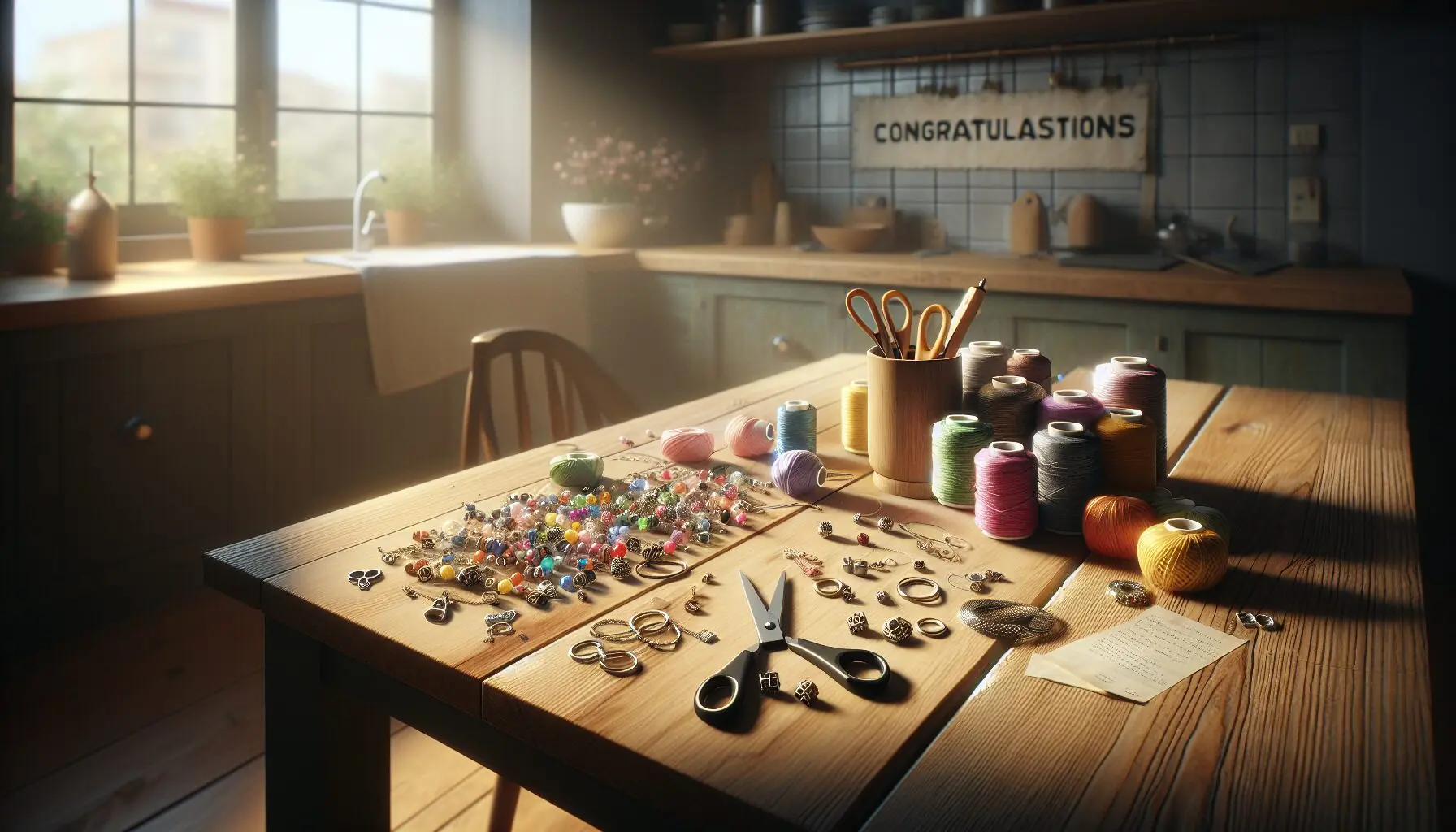 Generate an image of a playful drawing of a parent and child hand-in-hand surrounded by thread.