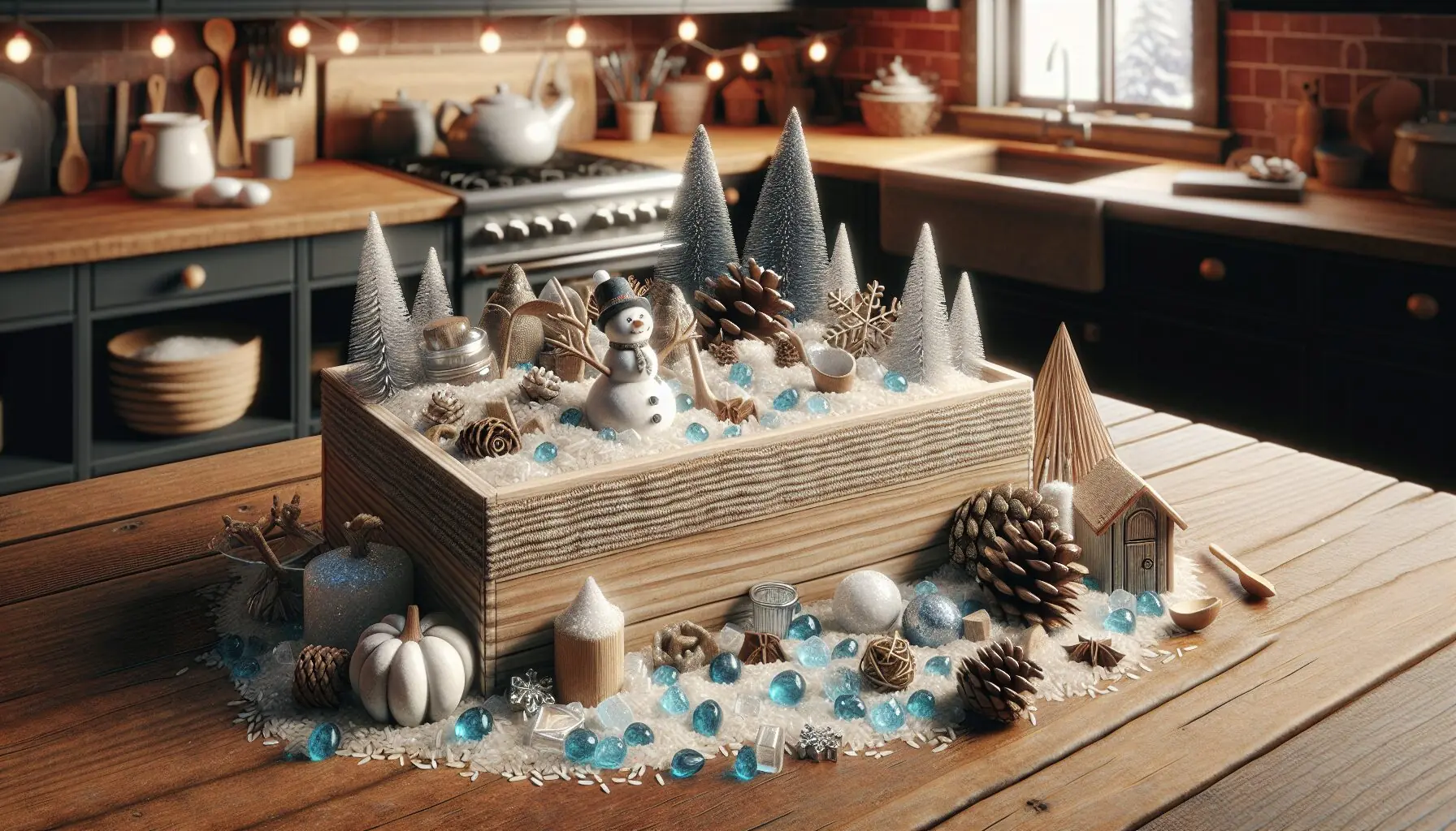 Visualize the setting by illustrating a parent and child playfully engaging with a sensory bin, focusing on the bin’s colorful contents without showing people.