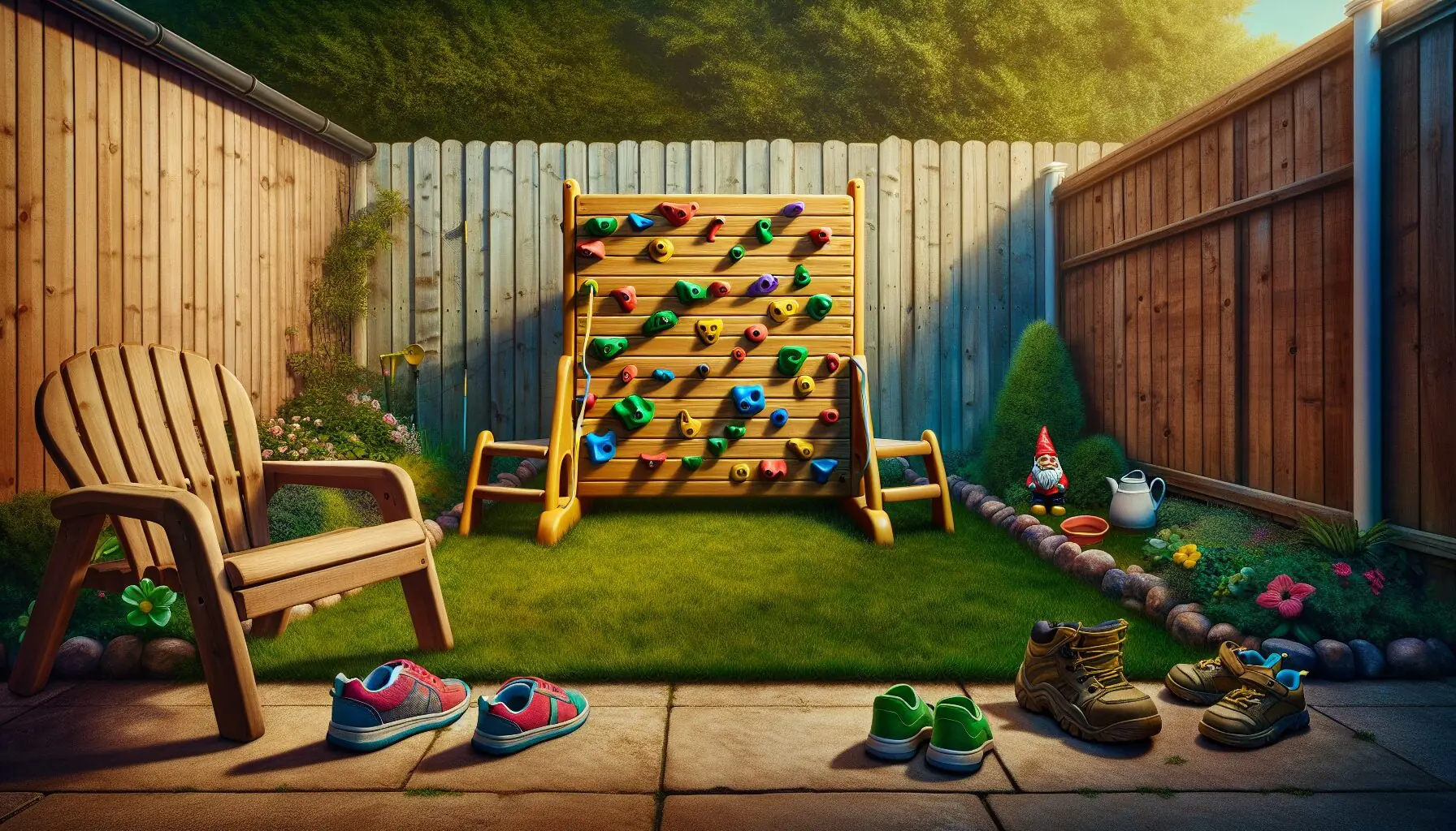 Generate an image of a child successfully climbing a playground structure while parents cheer from nearby.