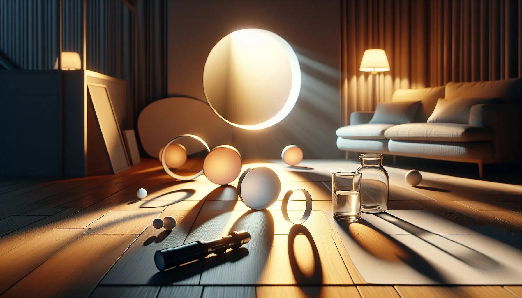 Generate an image featuring soft circles of light and shadows overlapping, evoking creativity and imaginative play.