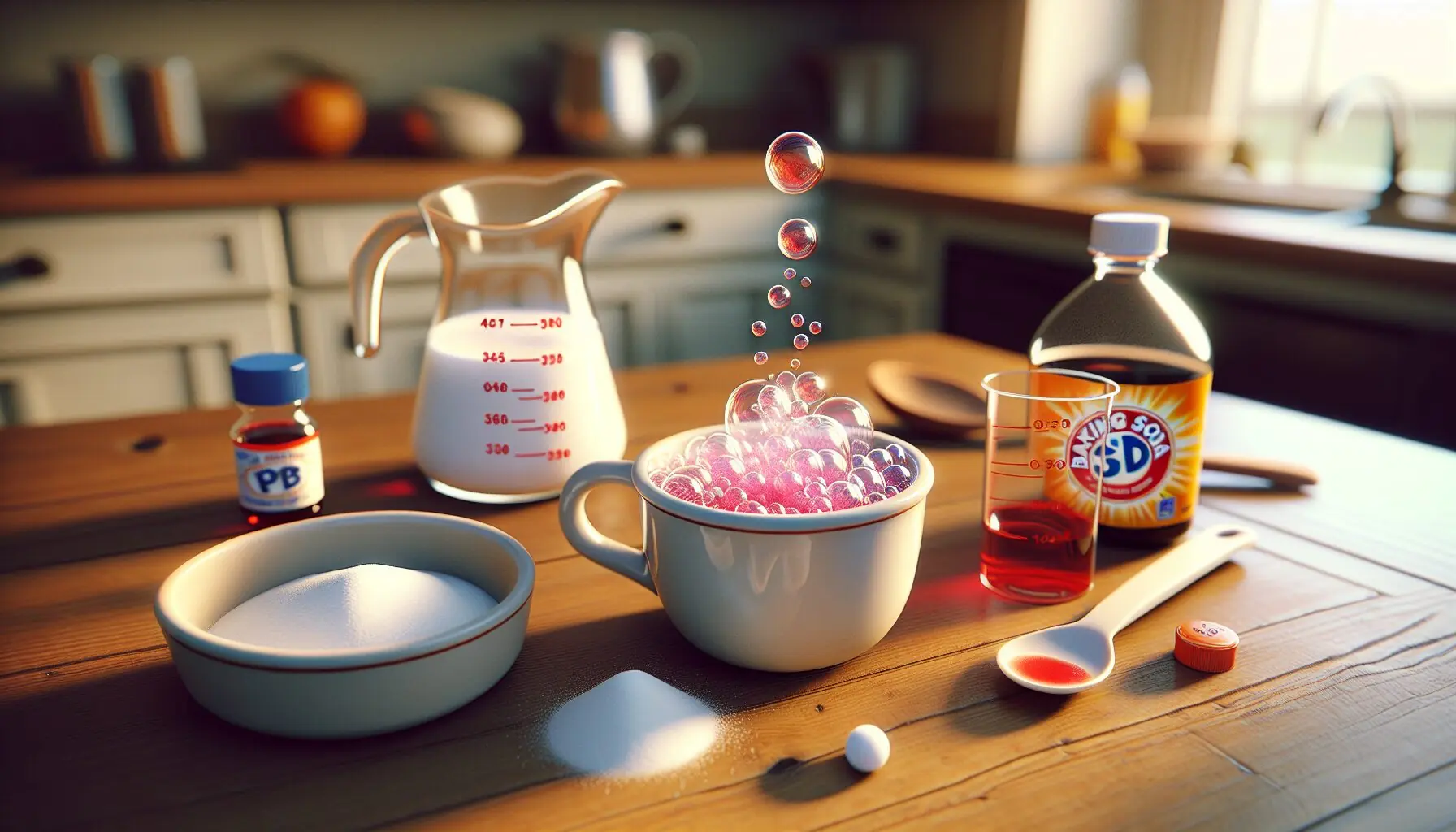 Generate an image of a small cup erupting with colorful fizzy bubbles.