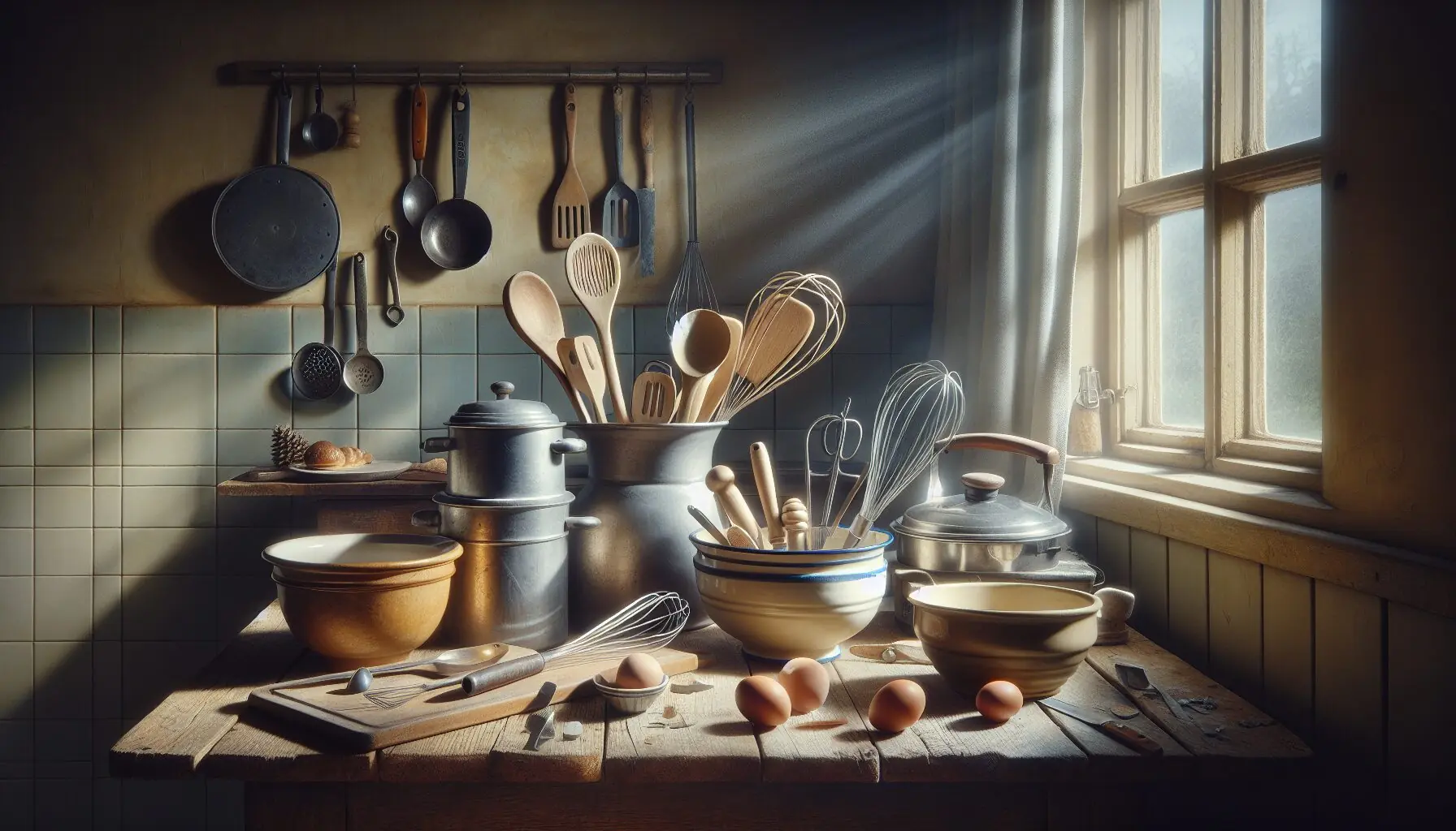 Depict a colorful, abstract representation of music notes and sounds coming from kitchen utensils.