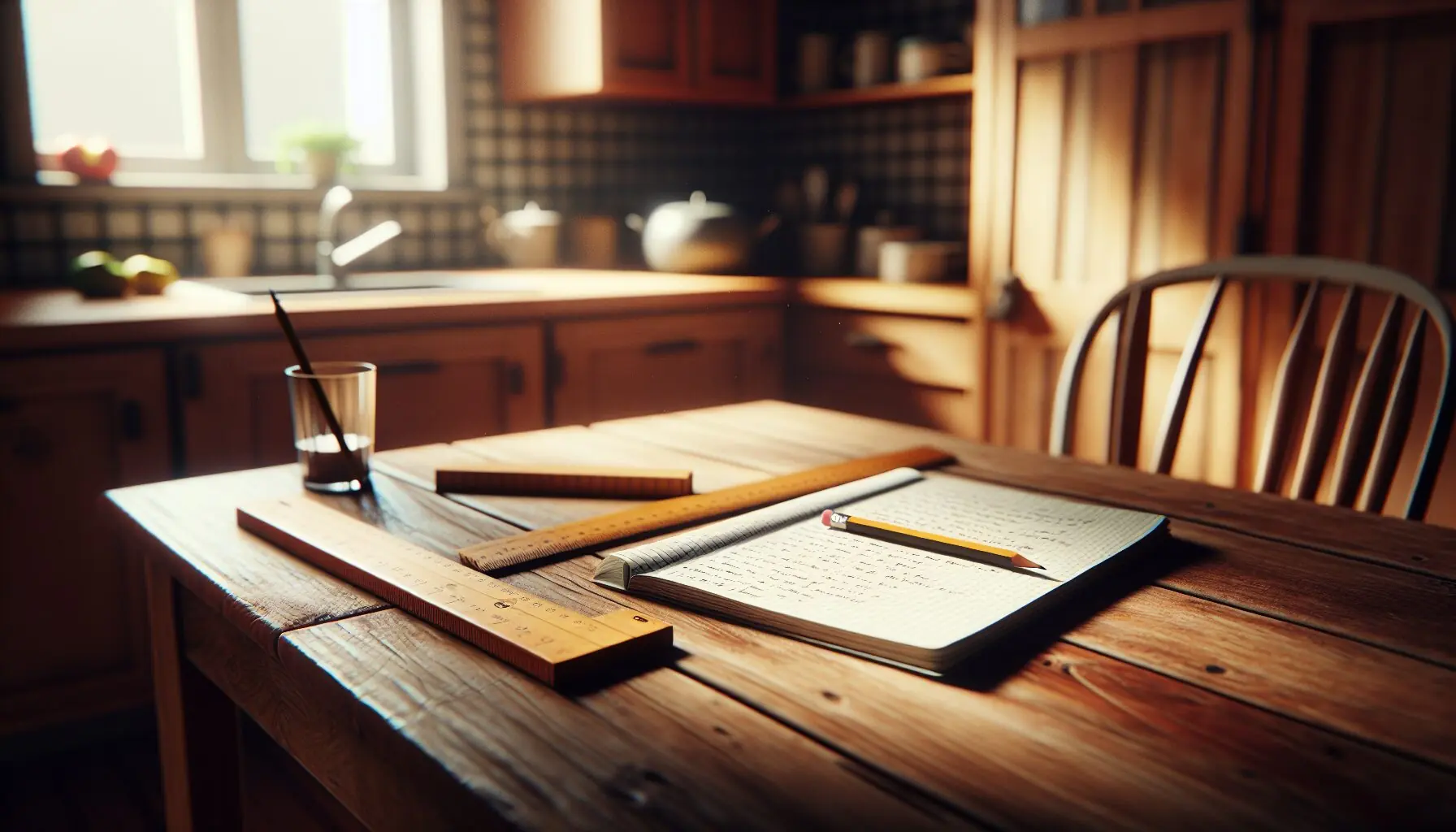 Generate an image of a child measuring a shadow with a ruler next to notes and a pencil.