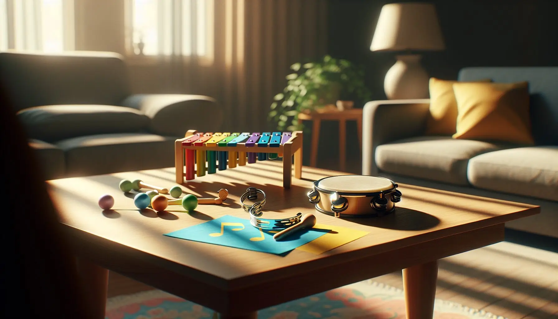 Generate an image of musical notes dancing with colorful paths to illustrate sound differentiation and pattern recognition.