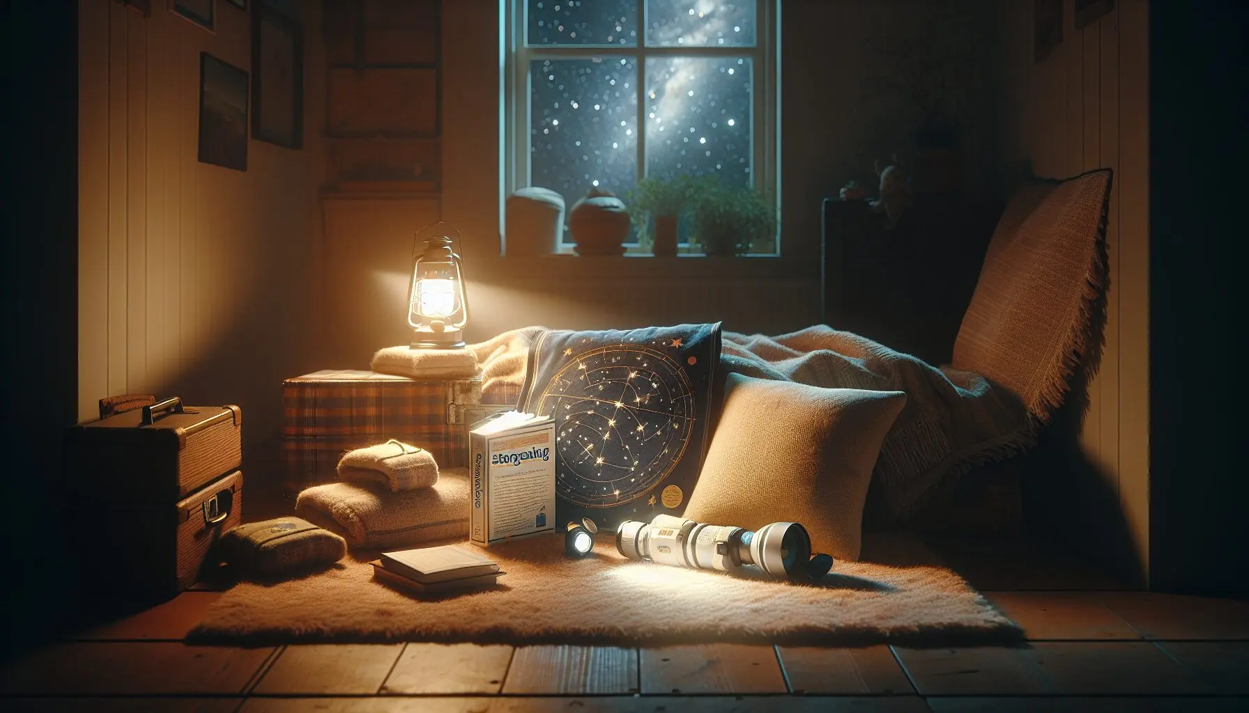 Render an image depicting a whimsical illustration of stars forming constellations with imaginative story elements.